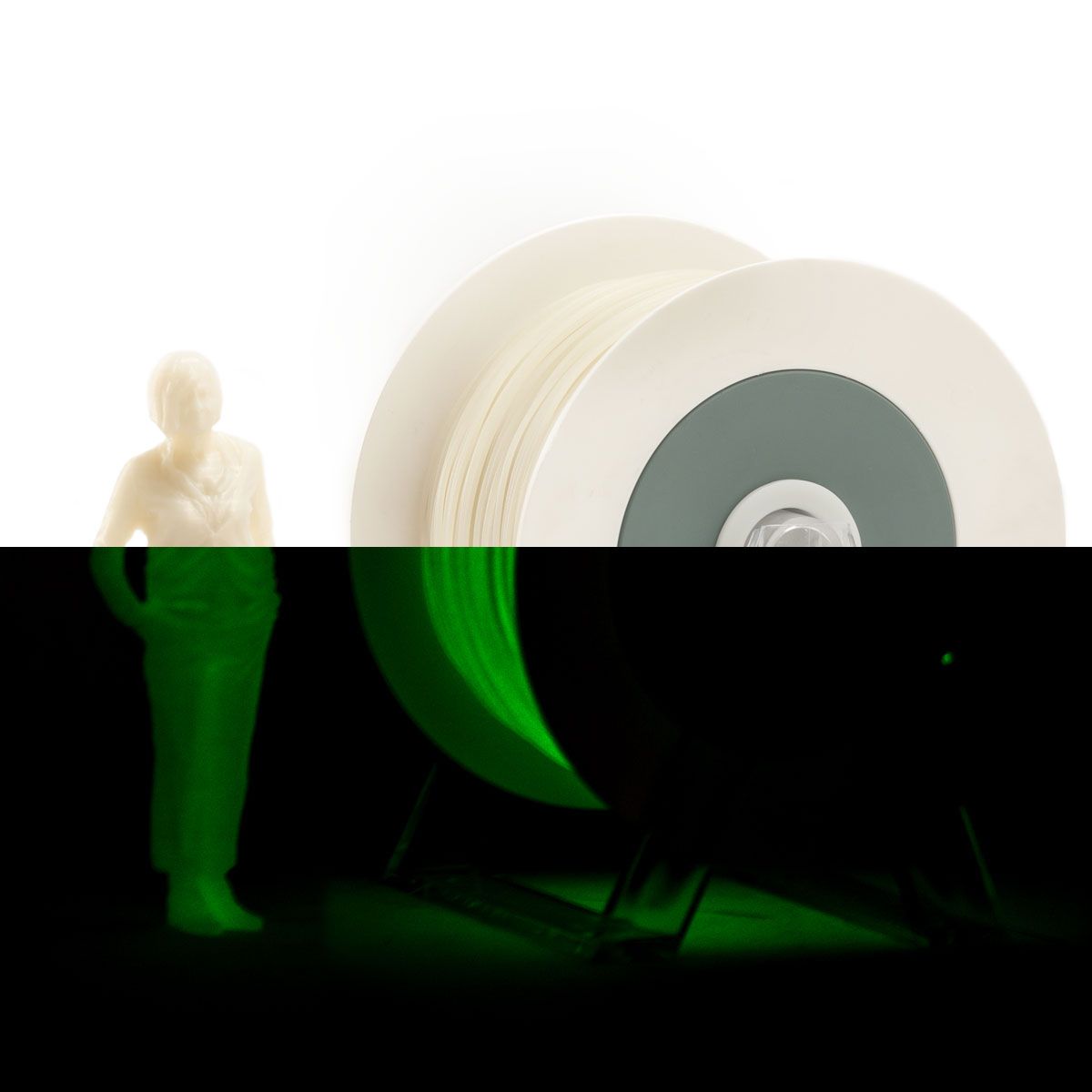 PLA Filament | Color: Photoluminescent Ivory White / Green Extra Power
